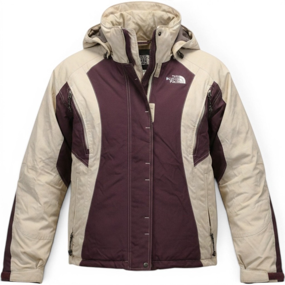 The North Face Ski Jacket Womens XL Plum Cream Excellent Hooded Technical Coat